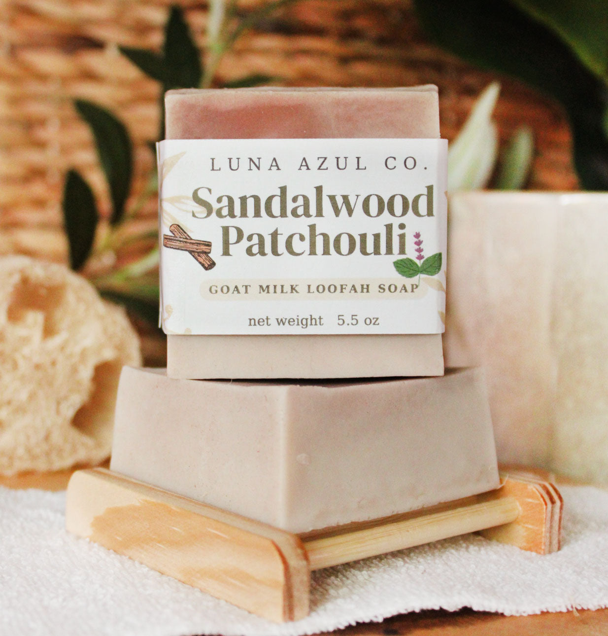 Sandalwood Patchouli Loofah Soap with Goat Milk - 5.5oz