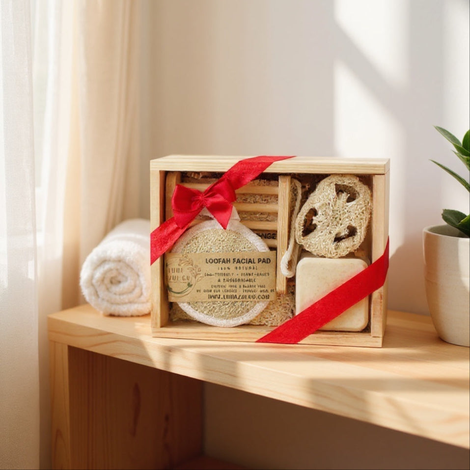 5 Piece Facial Spa Loofah & Soap Gift Set Bundle