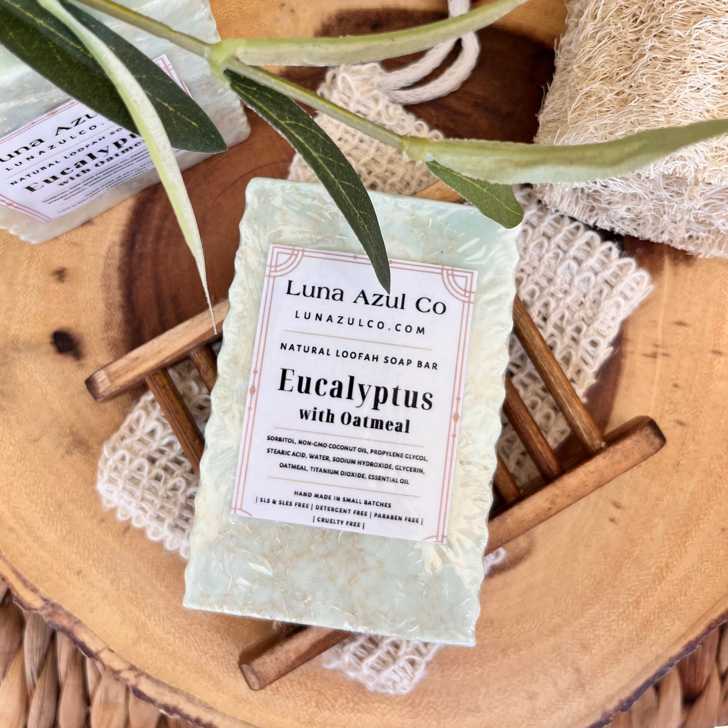 Eucalyptus Oatmeal Shredded Loofah Soap Bar