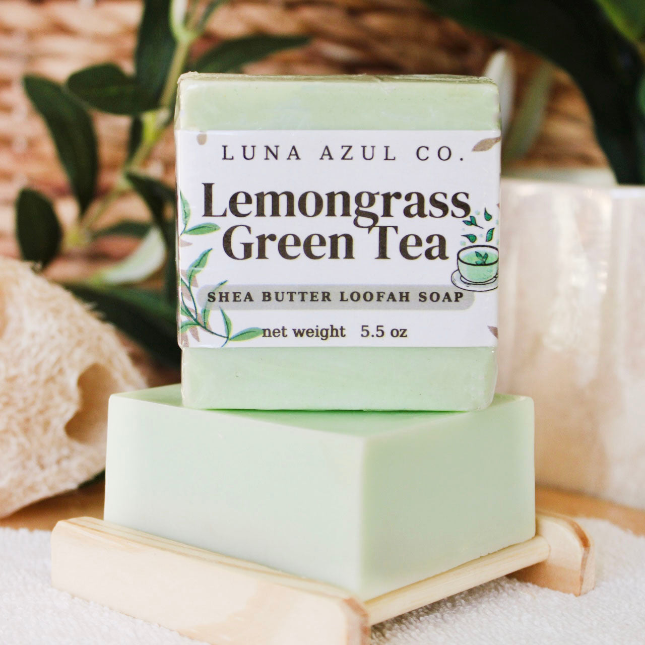 Lemongrass Green Tea Loofah Soap with Shea Butter - 5.5oz