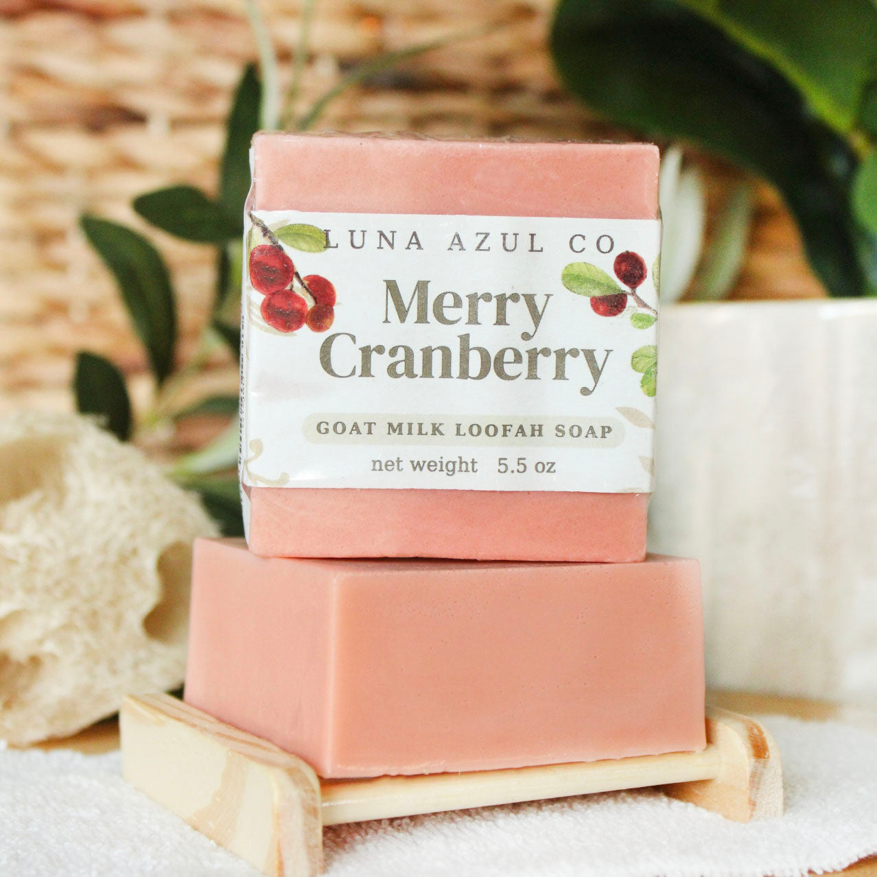 Merry Cranberry Loofah Soap with Goat Milk - 5.5oz
