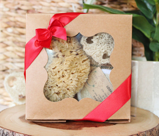 5 Piece Skin Care Loofah and Sea Sponge Spa Bundle Gift Set