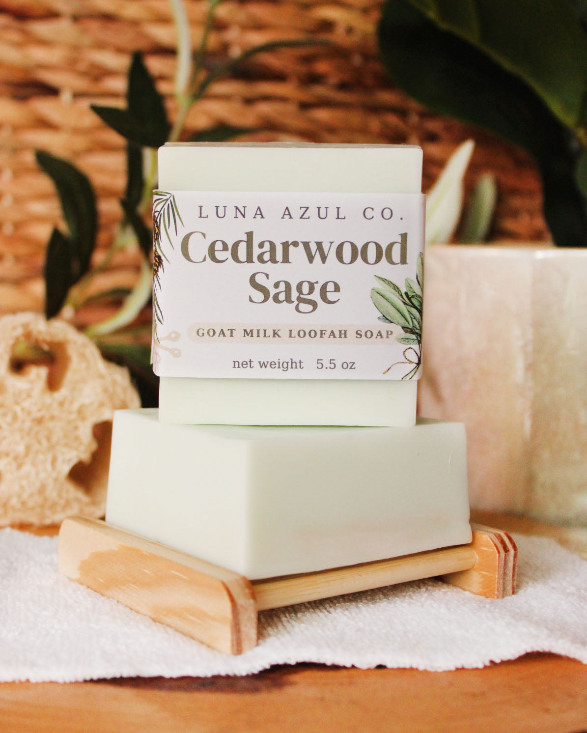 Cedarwood Sage Loofah Soap with Goat Milk - 5.5oz