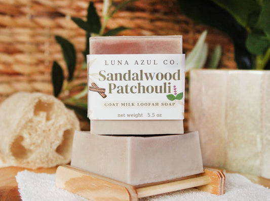 Sandalwood Patchouli Loofah Soap with Goat Milk - 5.5oz