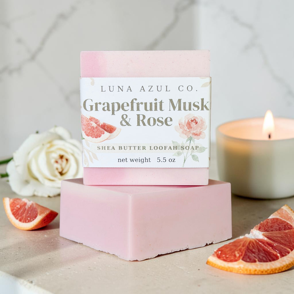 Grapefruit Musk & Rose Shea Butter Loofah Soap Bar - 5.5oz