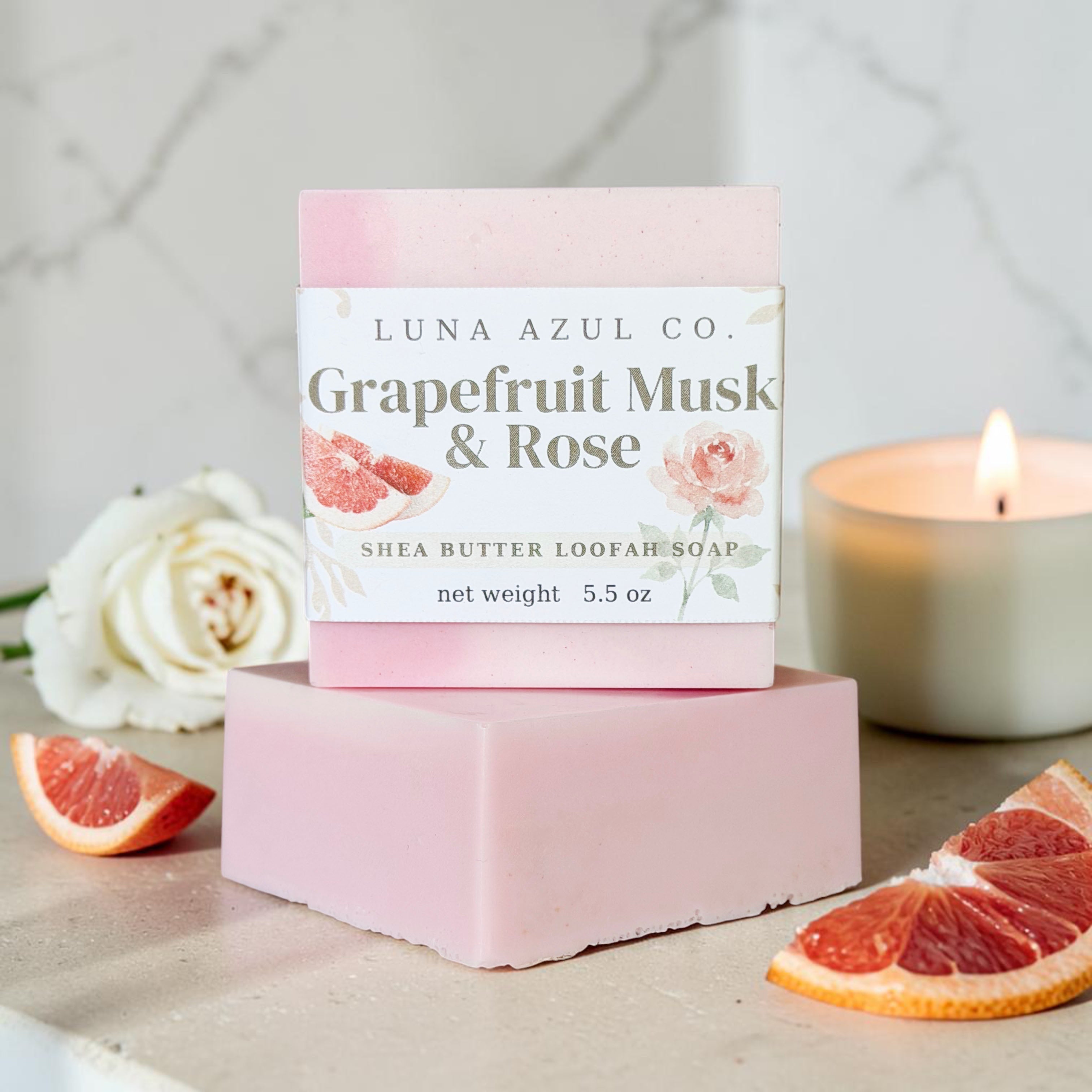 Grapefruit Musk & Rose Shea Butter Loofah Soap Bar - 5.5oz