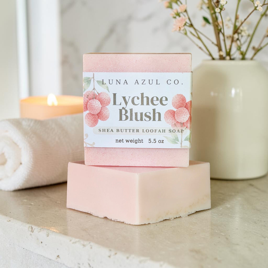 Lychee Blush Shea Butter Loofah Soap Bar - 5.5oz