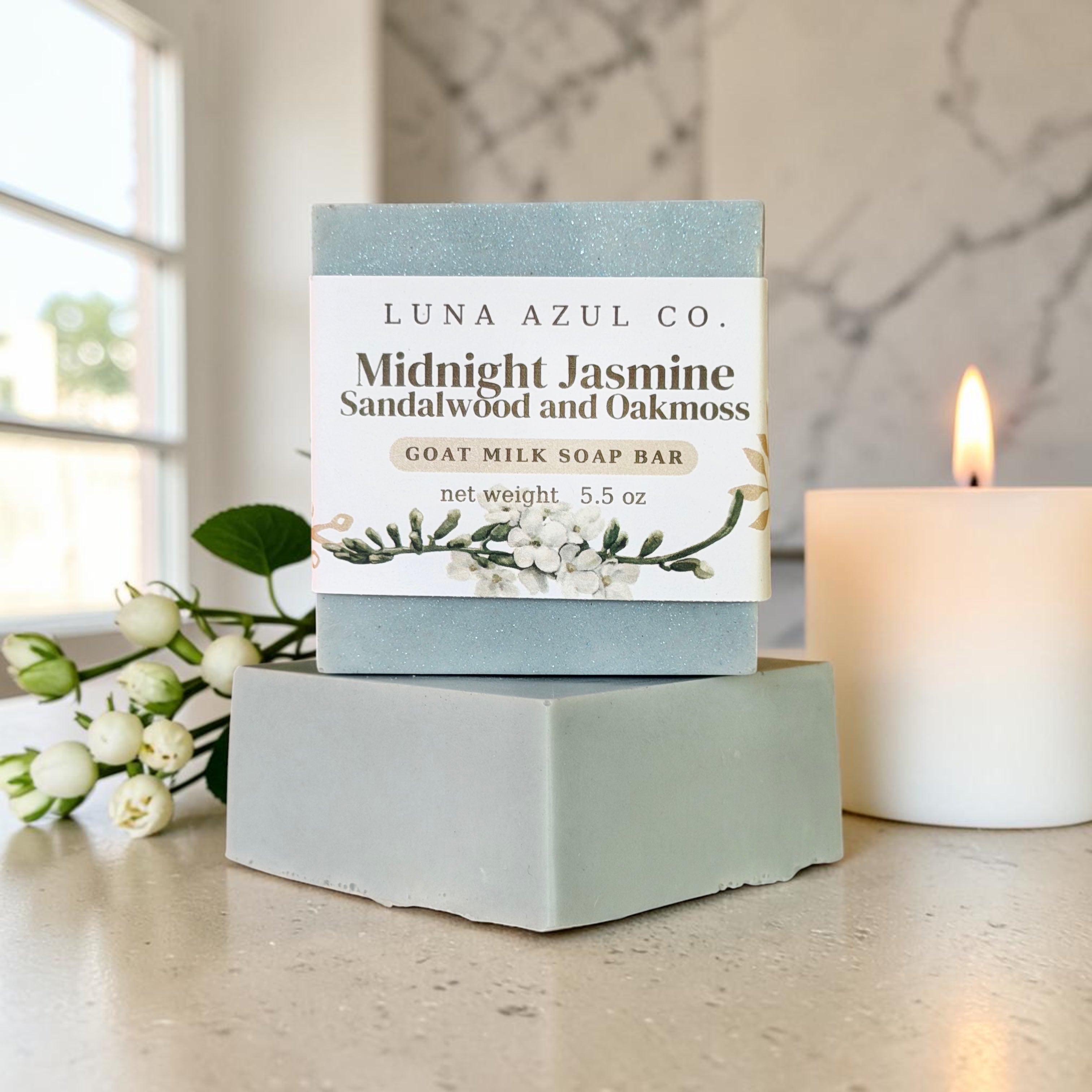 Midnight Jasmine Sandalwood and Oakmoss Goat Milk Loofah Soap Bar - 5.5oz