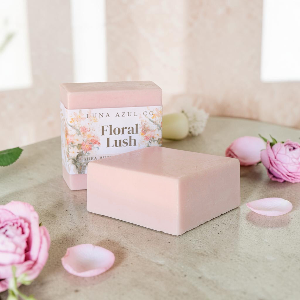 Floral Lush Shea Butter Loofah Soap Bar - 5.5oz