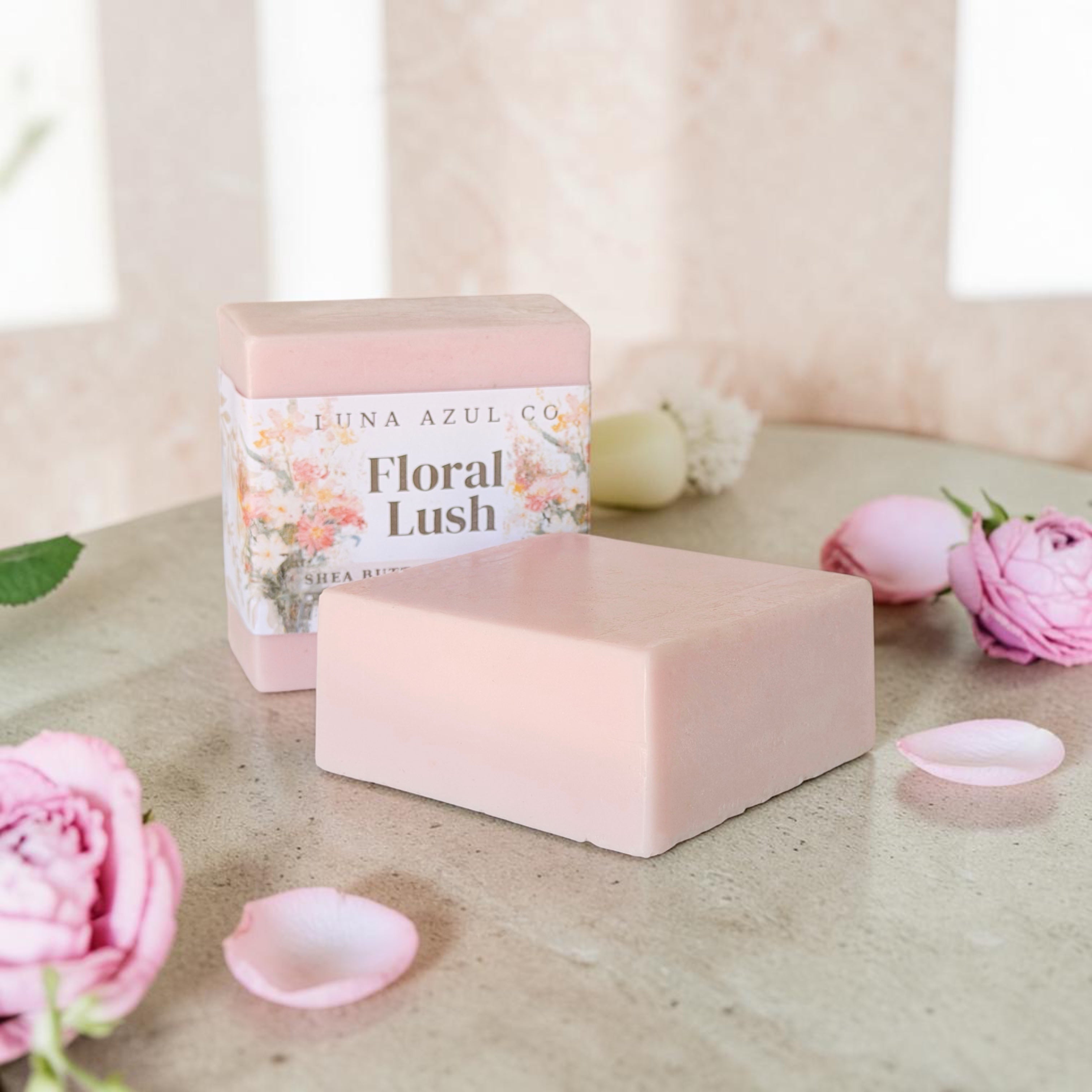 Floral Lush Shea Butter Loofah Soap Bar - 5.5oz
