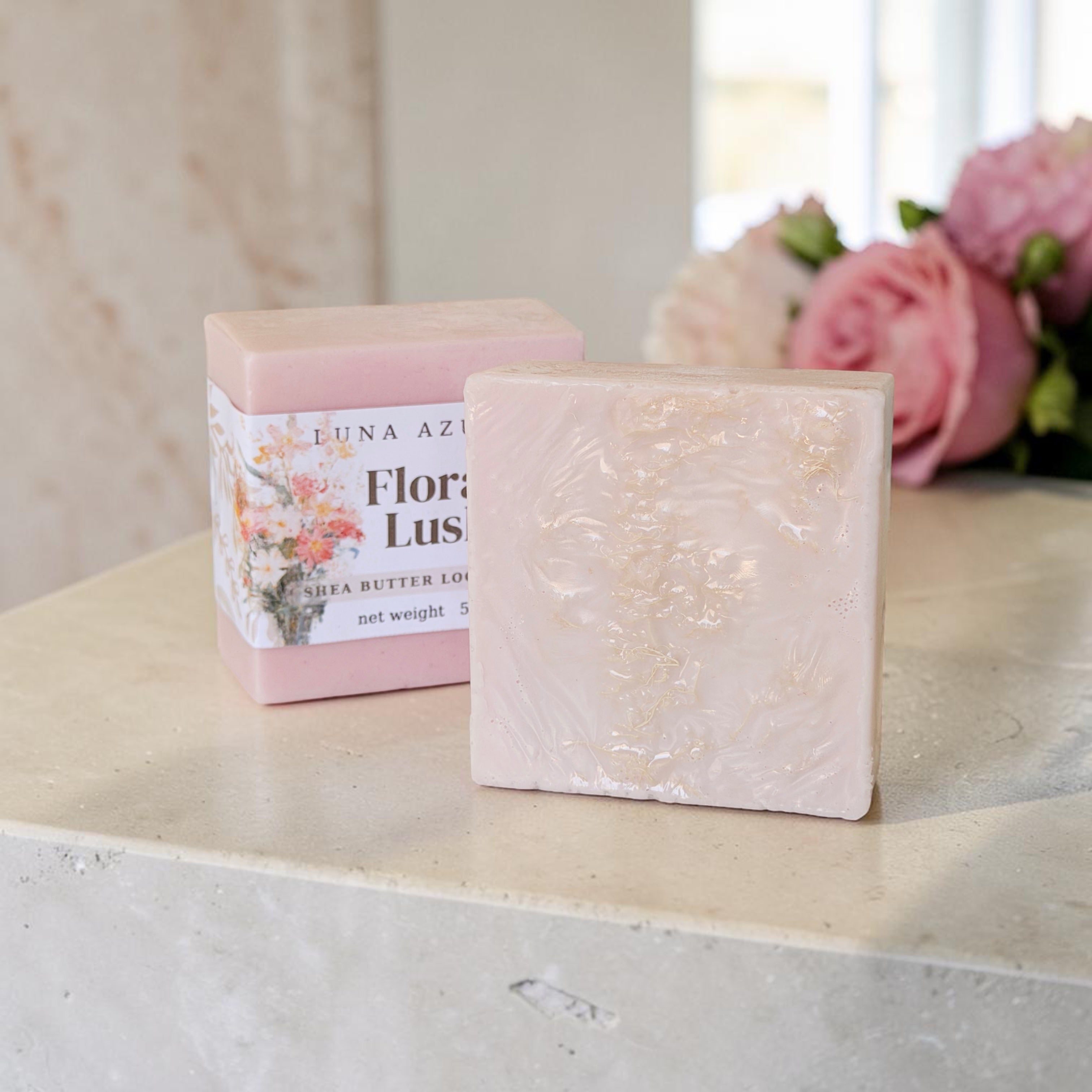 Floral Lush Shea Butter Loofah Soap Bar - 5.5oz