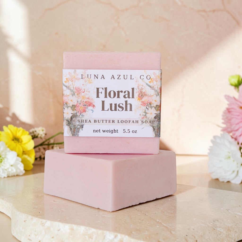 Floral Lush Shea Butter Loofah Soap Bar - 5.5oz