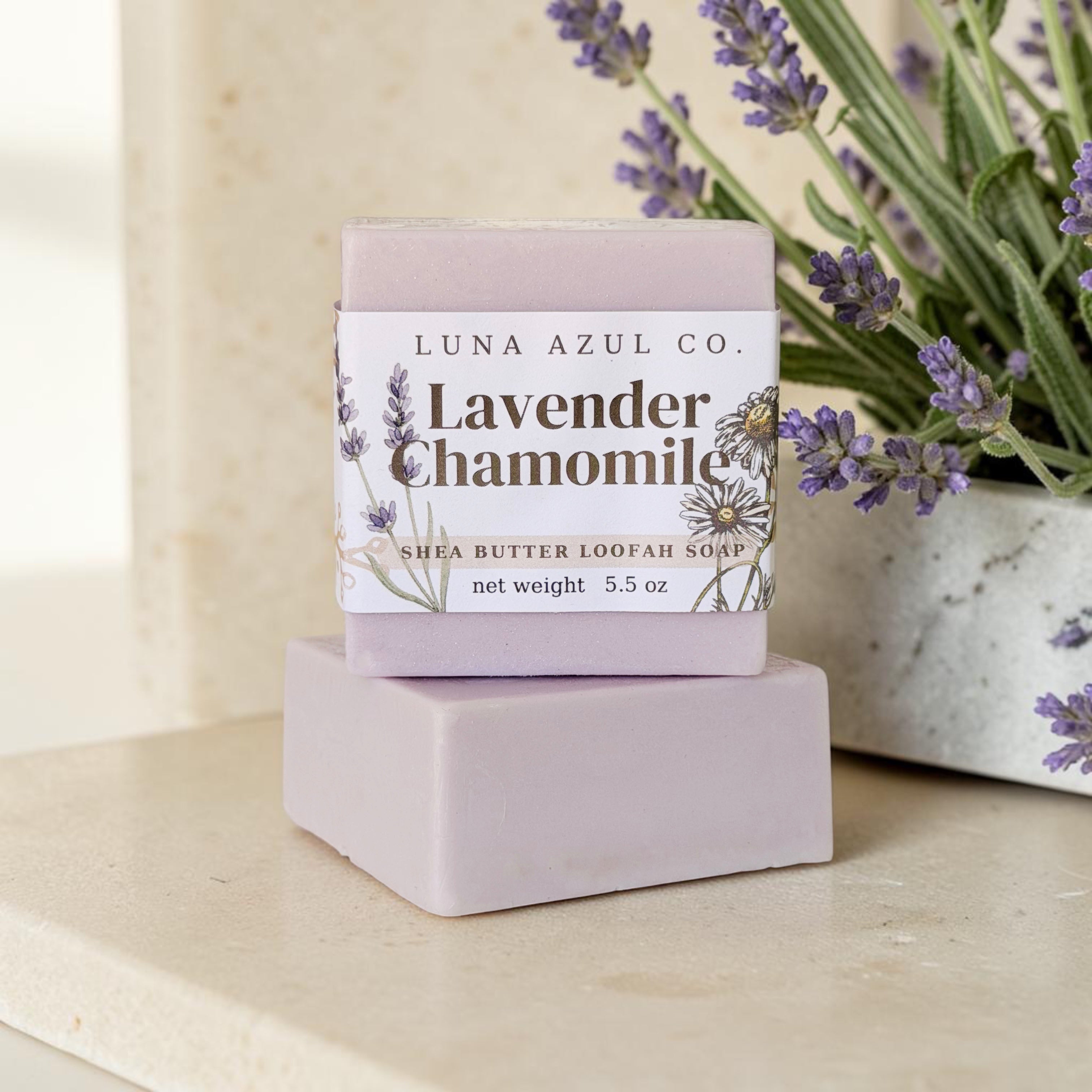 Lavender Chamomile Shea Butter Loofah Soap Bar - 5.5oz