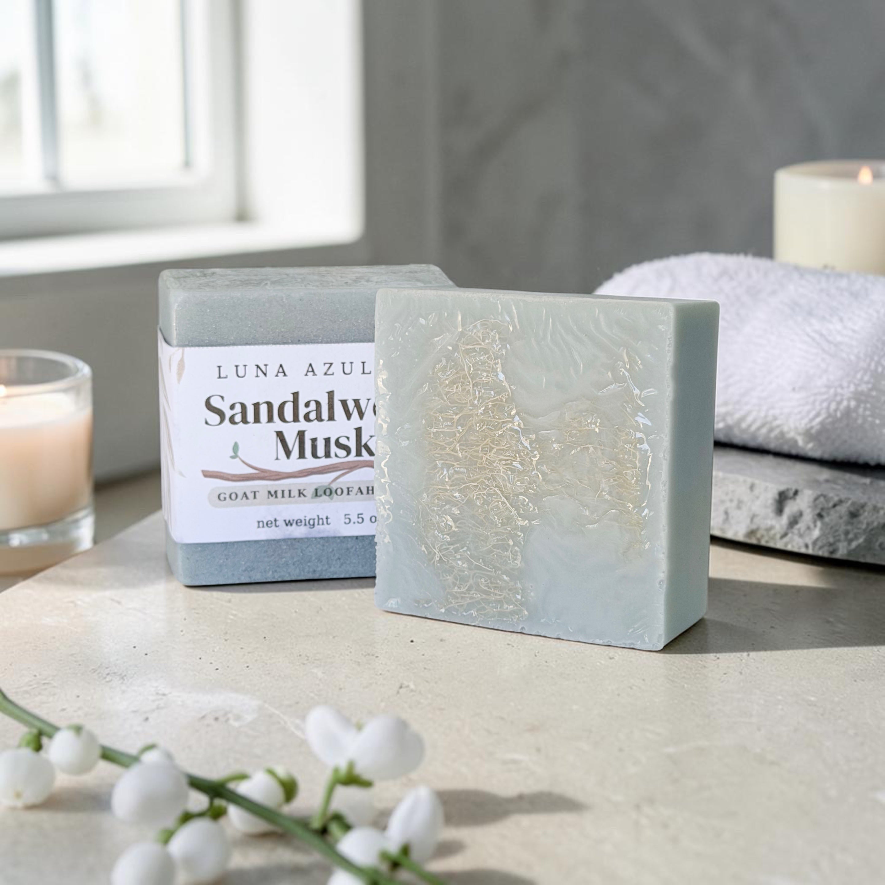 Sandalwood Musk Goat Milk Loofah Soap Bar - 5.5oz