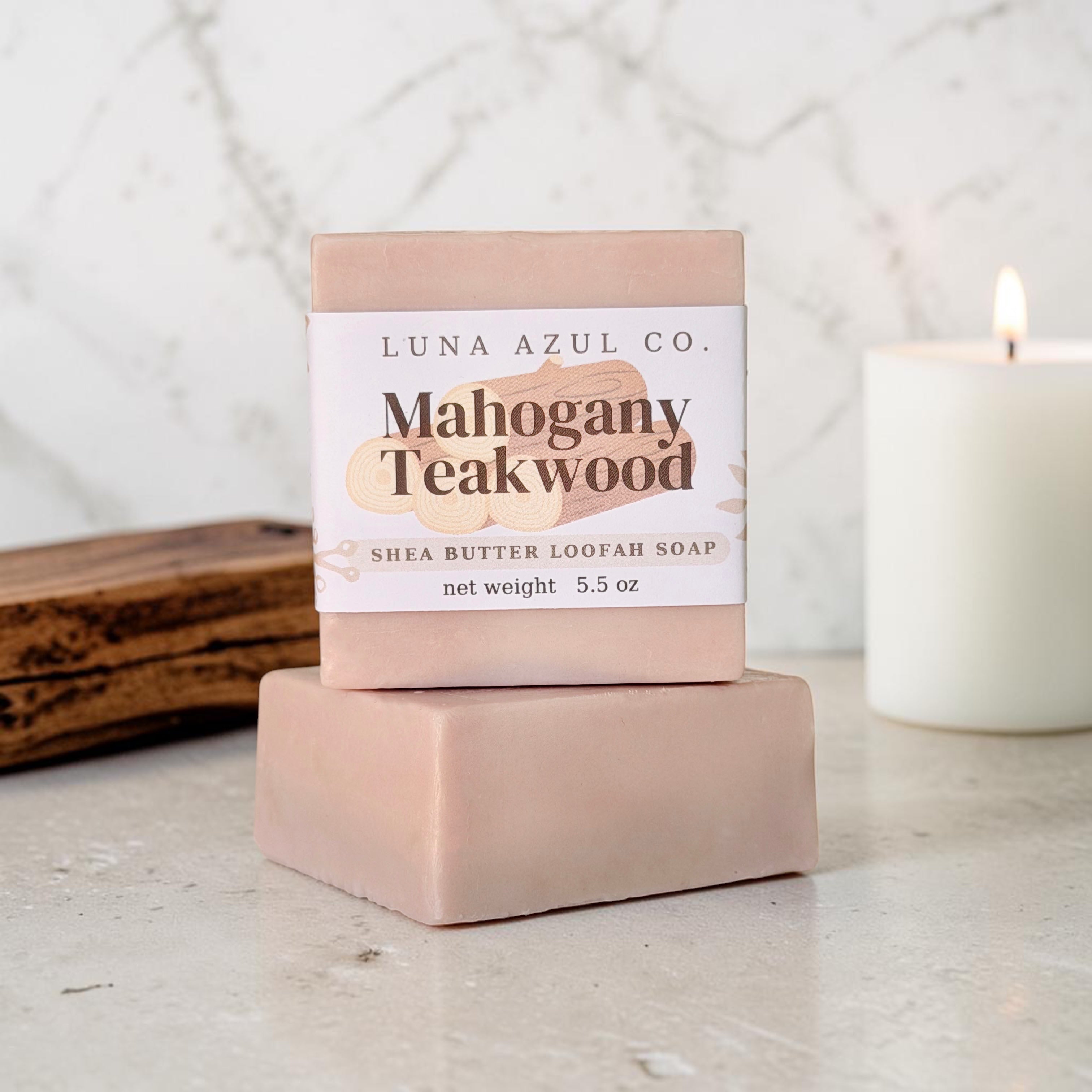 Mahogany Teakwood Loofah Soap Bar with Shea Butter - 5.5oz