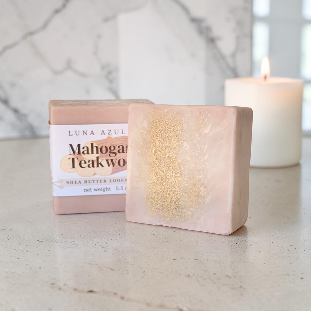 Mahogany Teakwood Loofah Soap Bar with Shea Butter - 5.5oz