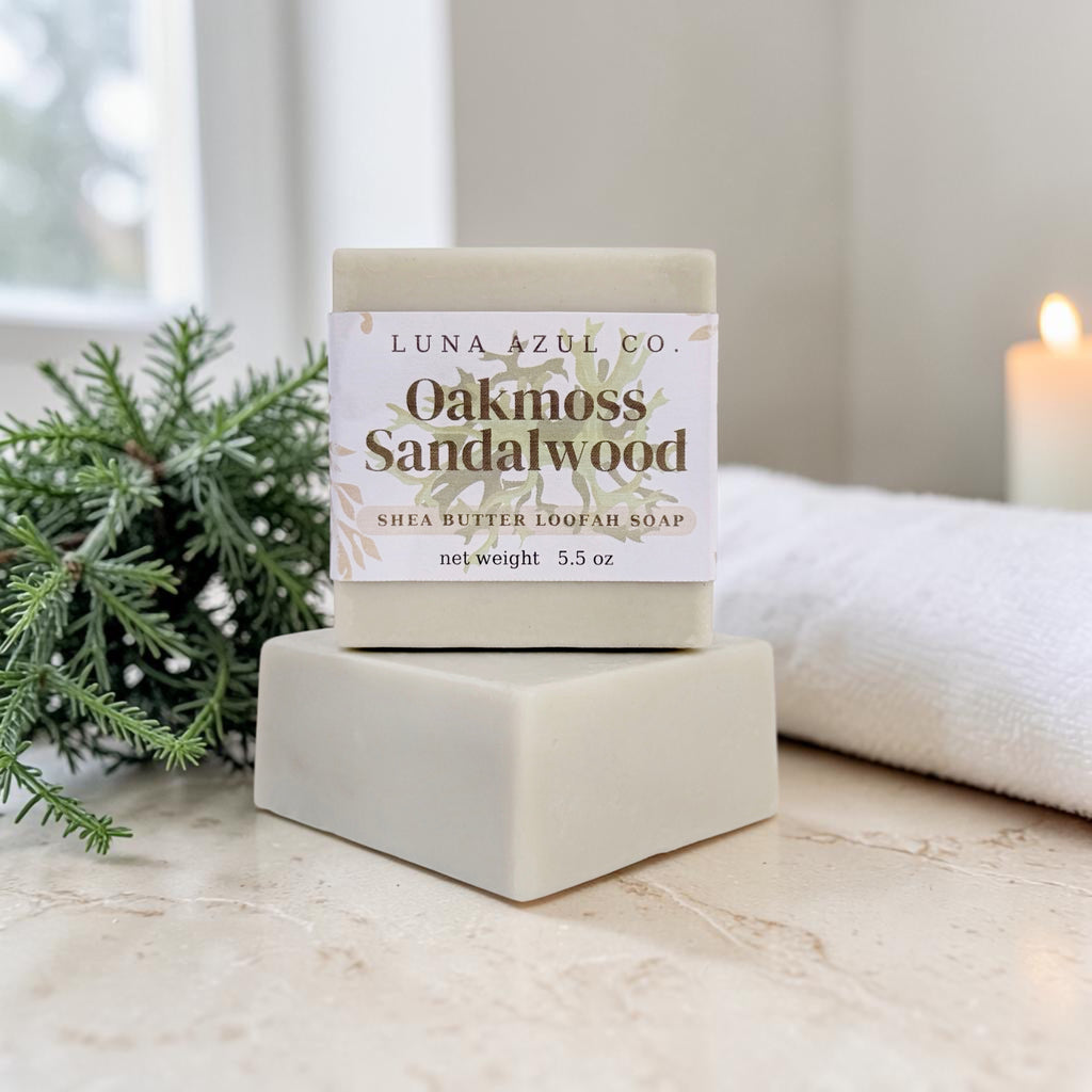 Oakmoss Sandalwood Shea Butter Loofah Soap Bar - 5.5oz