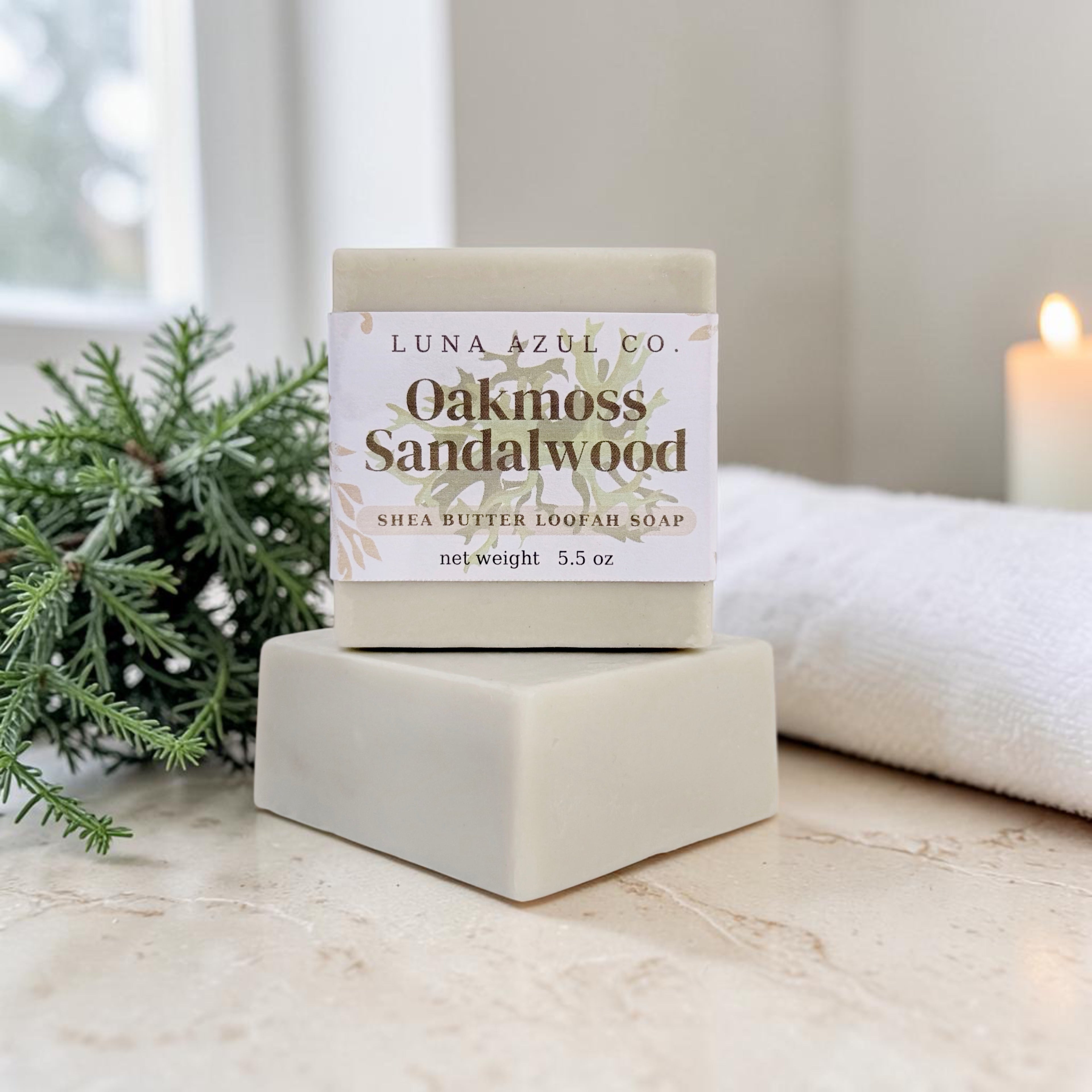 Oakmoss Sandalwood Shea Butter Loofah Soap Bar - 5.5oz