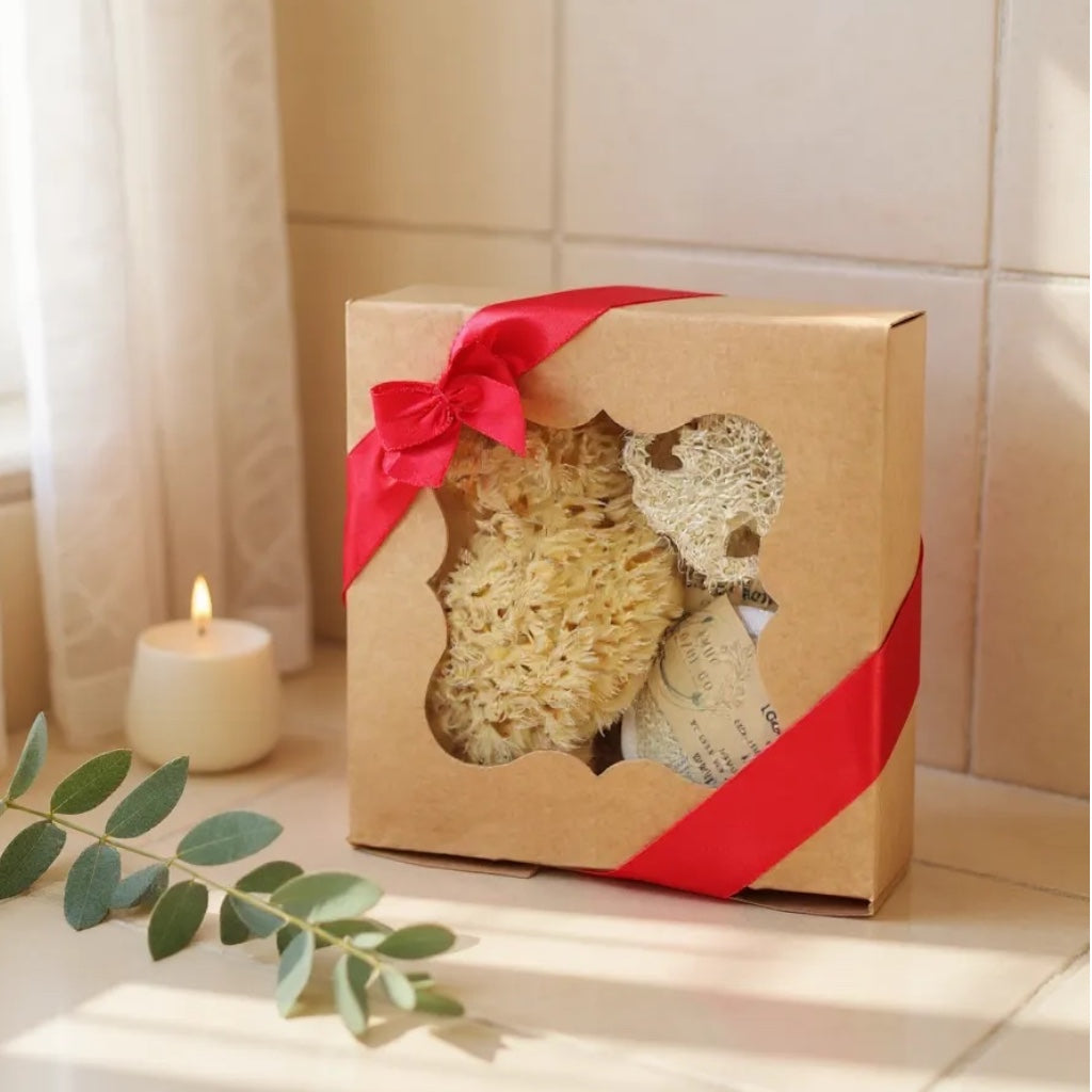 5 Piece Skin Care Loofah and Sea Sponge Spa Bundle Gift Set