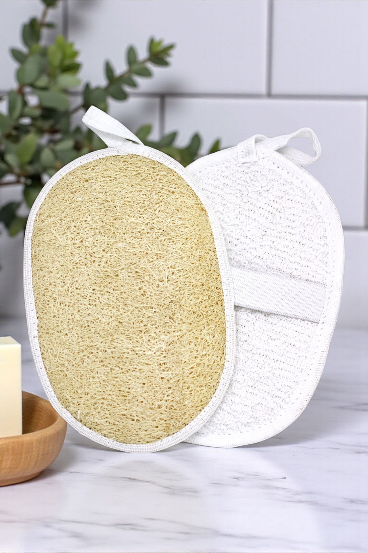 Loofah Sponge Oval Body Pad with Terry Cloth