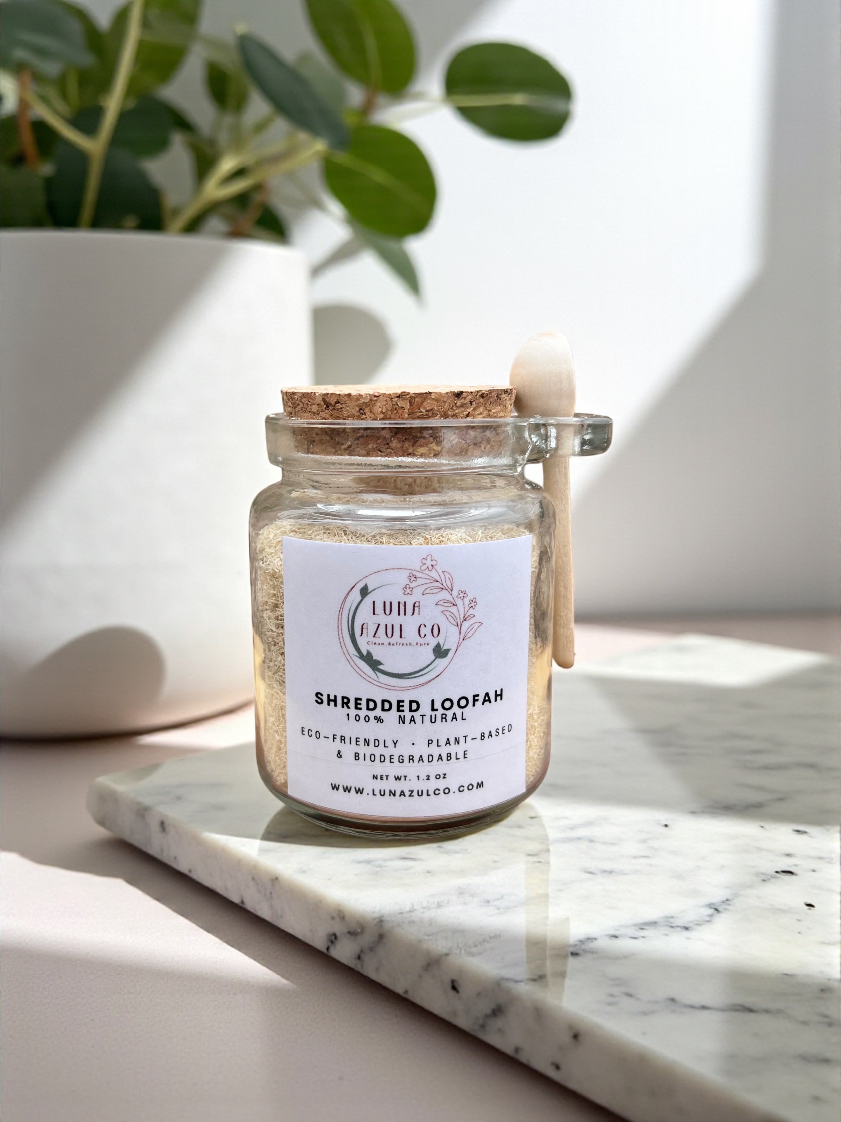 2 OZ Natural Shredded Loofah Jar