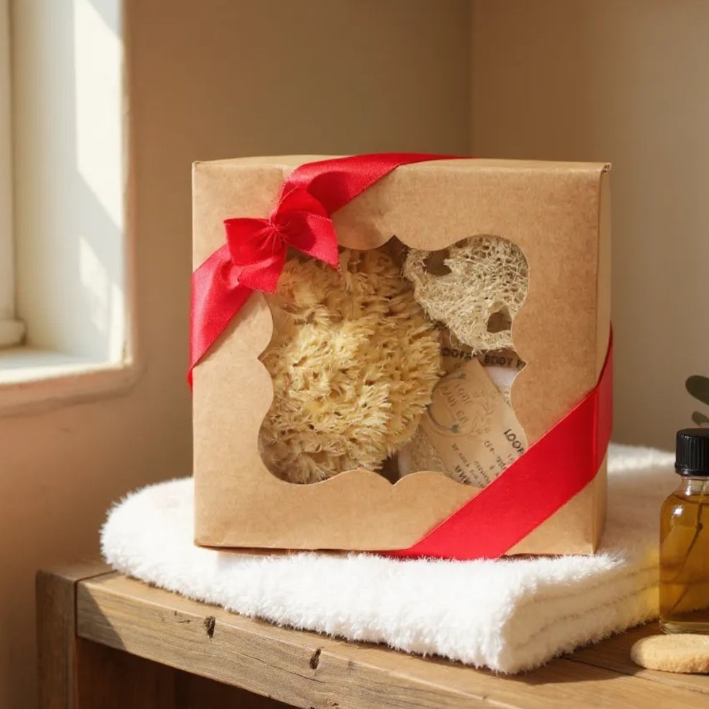 5 Piece Skin Care Loofah and Sea Sponge Spa Bundle Gift Set