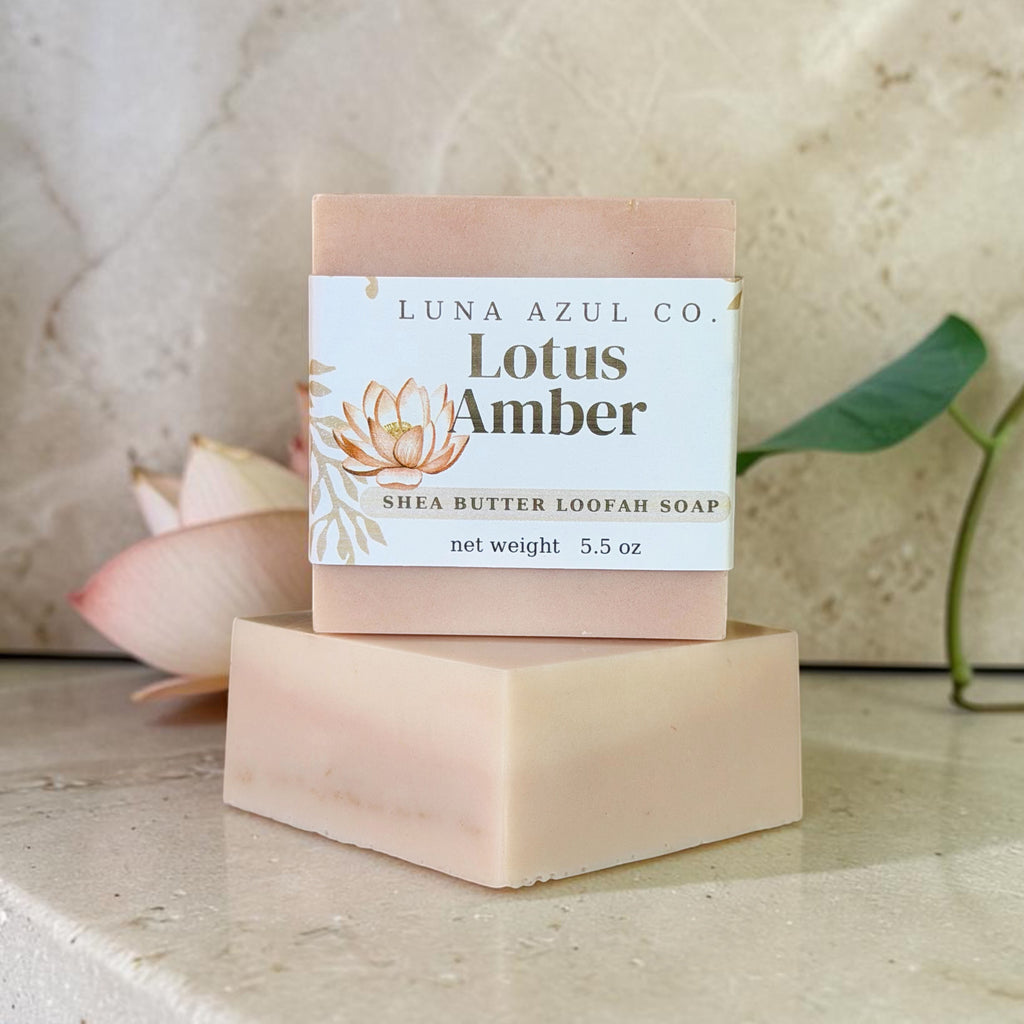 Lotus Amber Shea Butter Loofah Soap Bar - 5.5oz