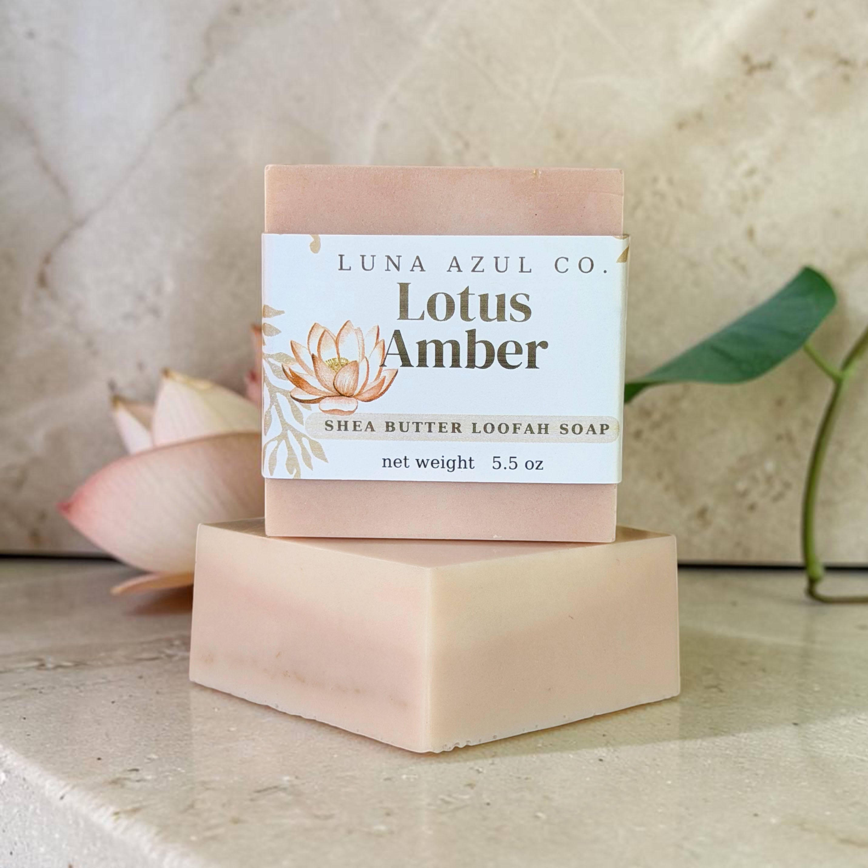 Lotus Amber Shea Butter Loofah Soap Bar - 5.5oz