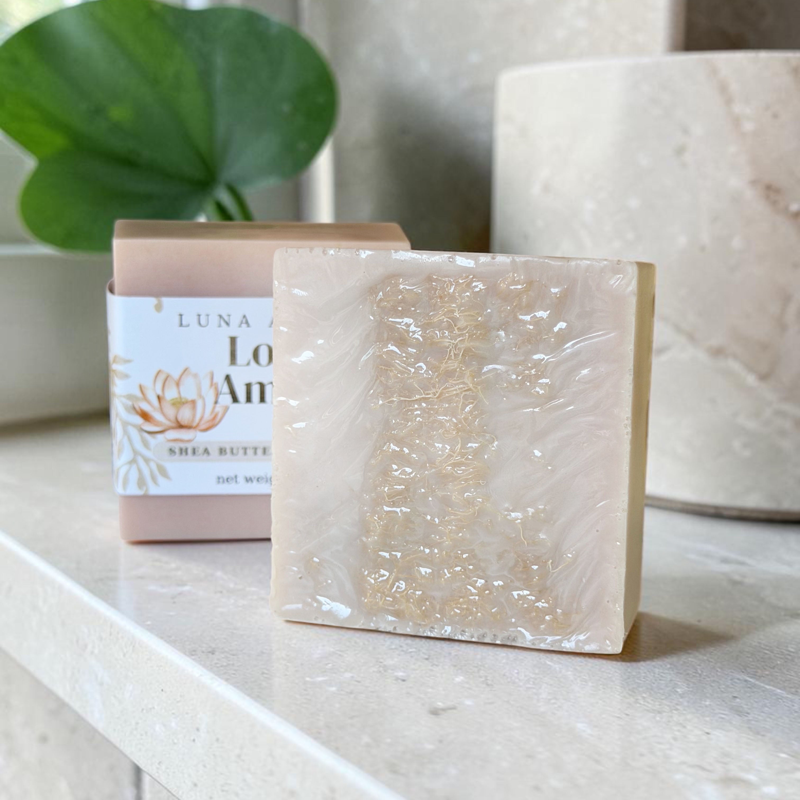 Lotus Amber Shea Butter Loofah Soap Bar - 5.5oz